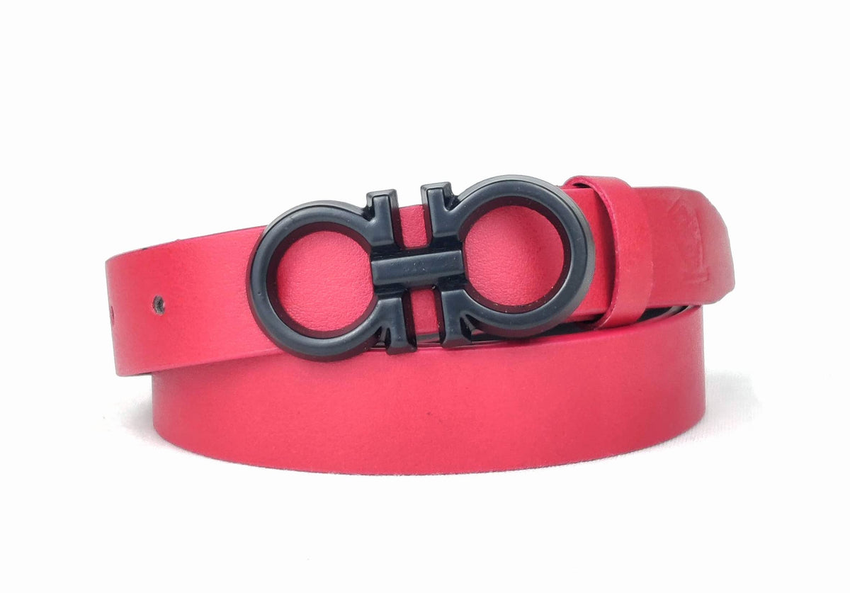 Urbanity Red Colour Ladies Belt, Black Powder Coated Buckle (32 Waist Size) 32