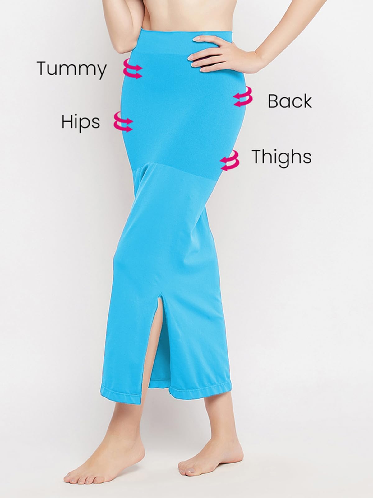 Clovia Women'S Petticoat Style Saree Shapewear With Side Slit (Sw0023P47_Light Blue_Xxl)