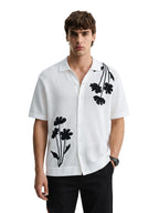 The Indian Garage Co Mens Oversized Fit Textured Collar Half Sleeves Resort Sweater