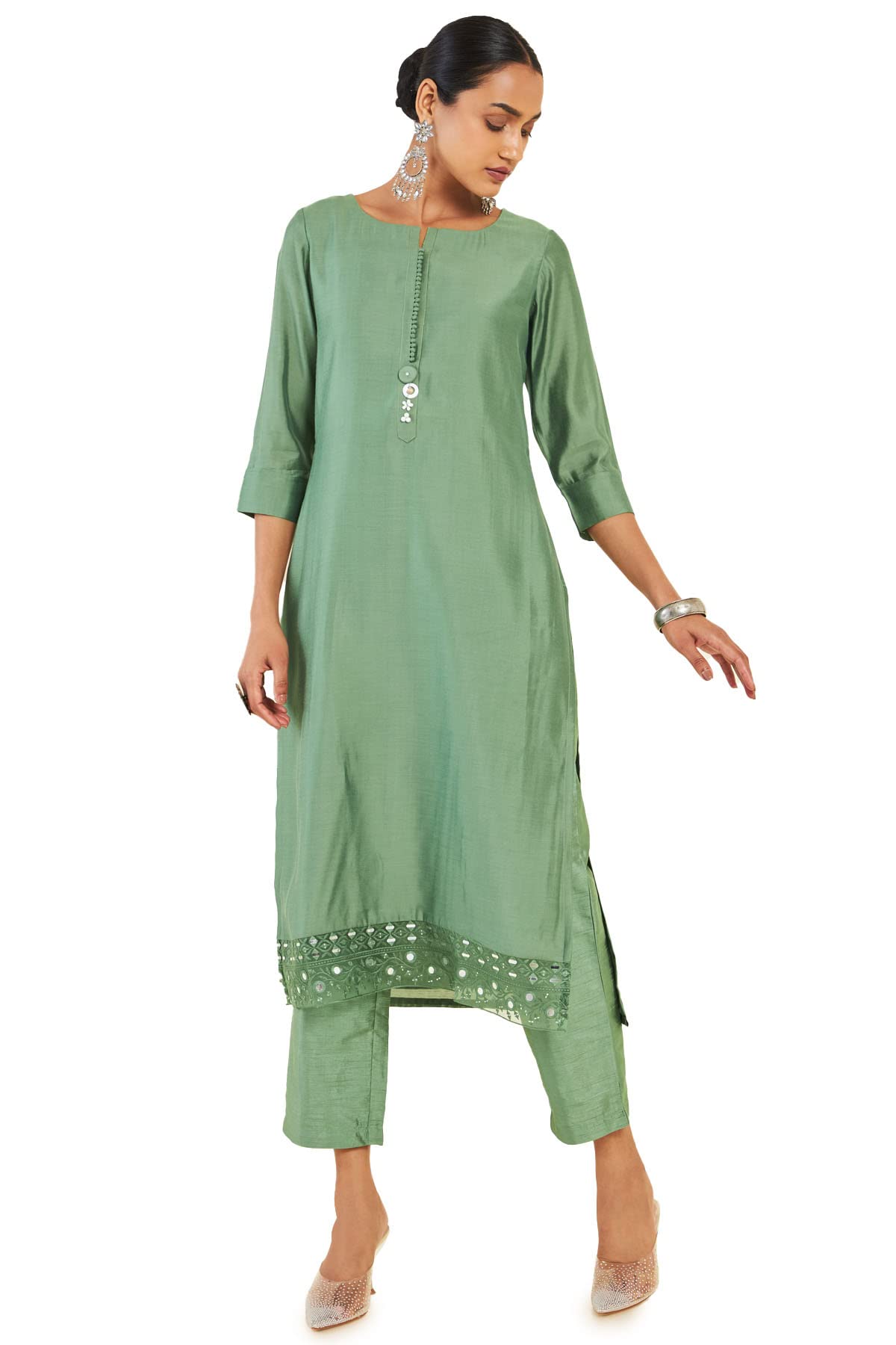 Soch Women Solid Chanderi Kurta Set