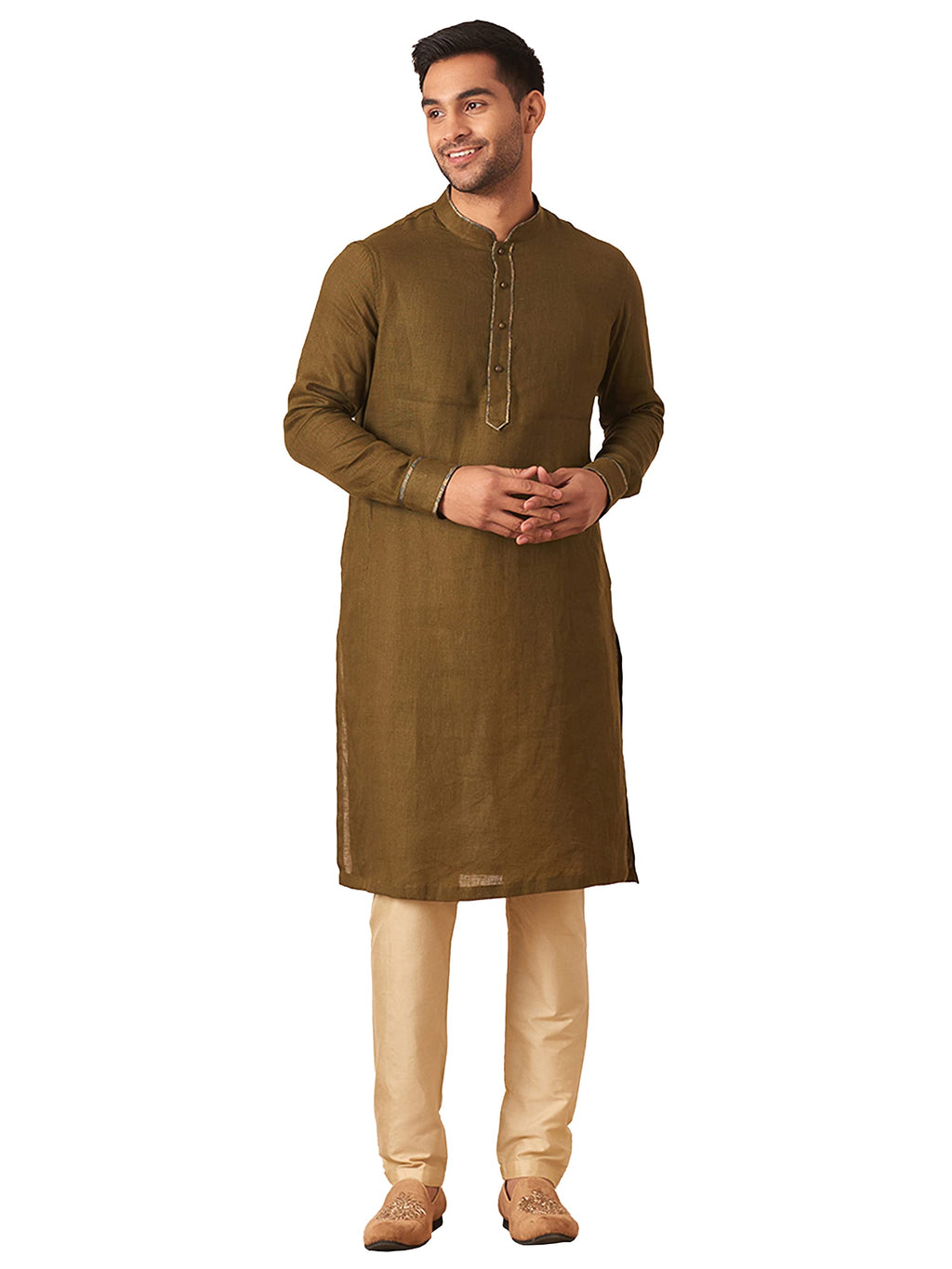 Manyavar MenS Kurta, Full Sleeves Mandarin Collar Ethnic Knee Length Kurta Only, Kurta For Festival, Wedding, Party, Anniversar