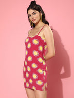 Juneberry Red & Yellow Floral Printed Snug Fit Sleeveless Strappy Above Knee-Length Sheath Dress (Jbdr_0323_2001_Vm_Xxl)