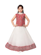 Aarika Girls Ethnic Wear Red Colour Zari Thread Mirror Embroidery Silk Lehenga Choli Set (5-11 Years)