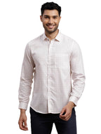 Turtle Men Cotton Tencel Regular Fit Light Pink Printed Full Sleeve Formal Shirt