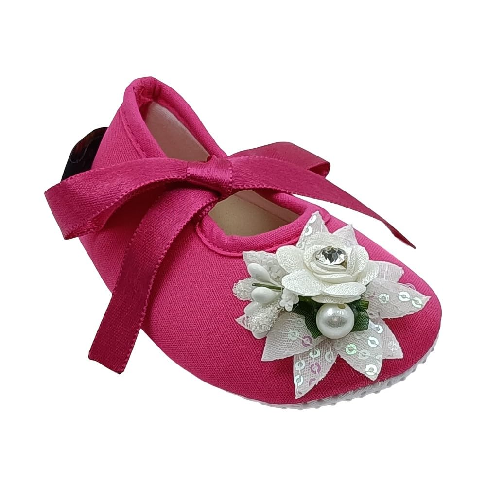 Rsmart, Baby Girls & Boys Pink Floral Soft Sole Shoes With Ribbon 0-3