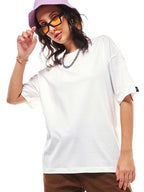 Bewakoof Womens Solid Off-White Round Neck Half Sleeve T-Shirt