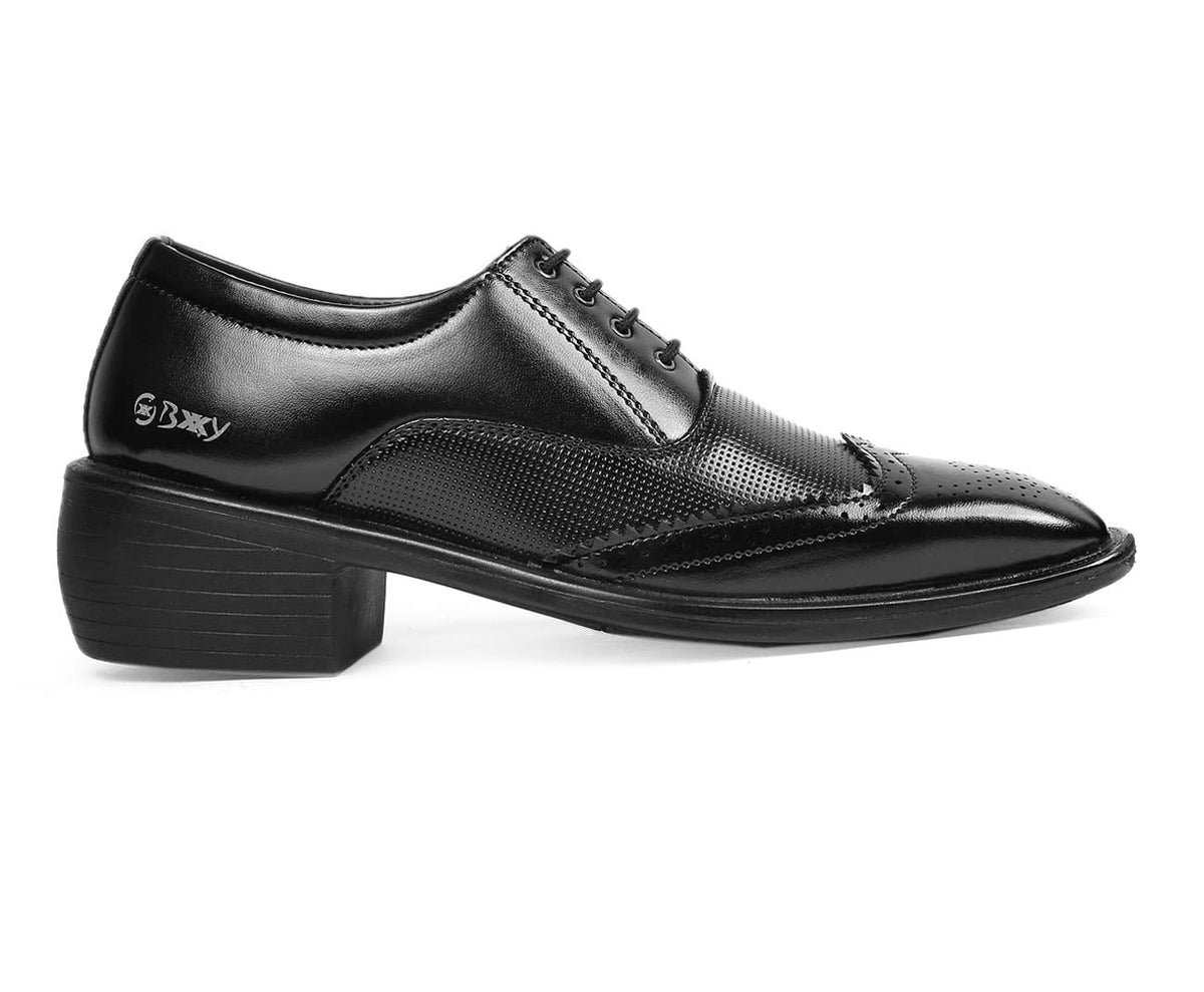 YUVRATO BAXI Mens 2 Inch Heel Height Increasing Black Formal Oxford laceUp Brogue Shoe9 UK 9