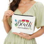 JIUWEIHU Beach Bags, Sunscreen Bag, Beach Kit Summer Travel Gifts Women Cosmetic Bag, Beach Survival Kit, Waterproof Wictoria Se