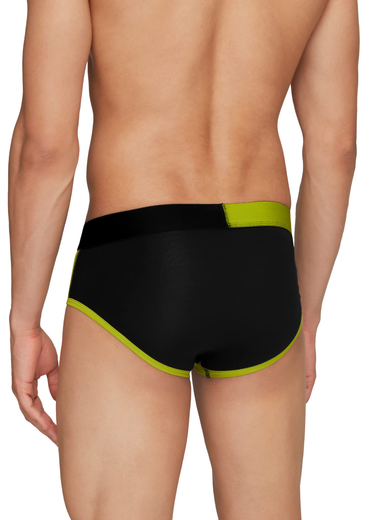 XYXX Mens Underwear Dualist IntelliSoft Antimicrobial Micro Modal Brief Pack of 3 (Lime Punch & Black;Lime Punch & Black;Lime P