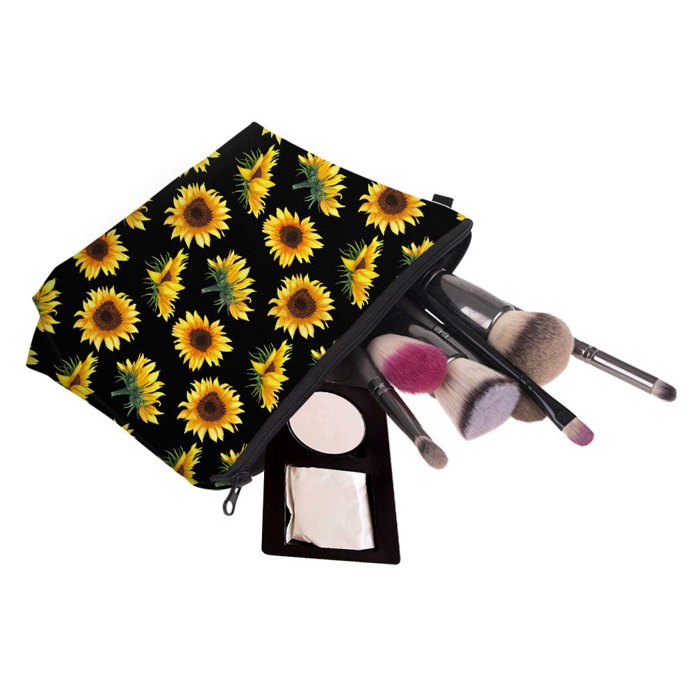 Deanfun Cosmetic Bag for Women, Sunflower Flowers Waterproof Makeup Bags Roomy Toiletry Pouch Travel Accessories Gifts 52355