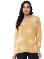 Modeve Floral Print Round Neck Casual Women Yellow Sweater||Winterwear||