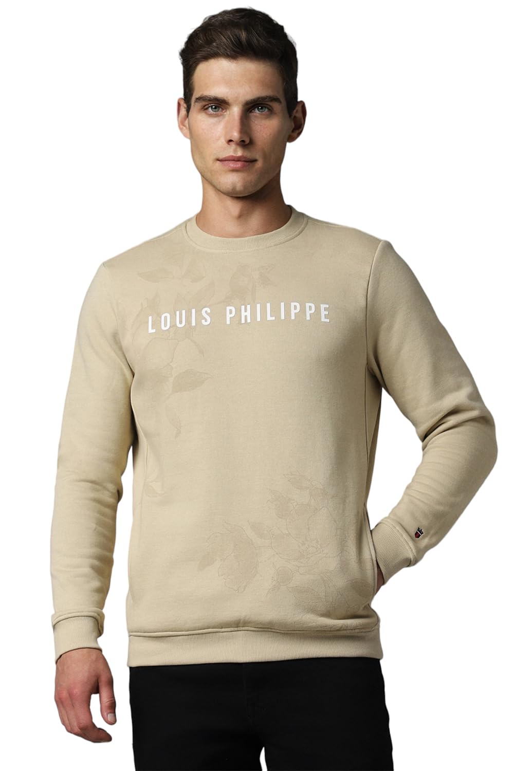 Louis Philippe Men Casual Khaki Print Sweatshirt