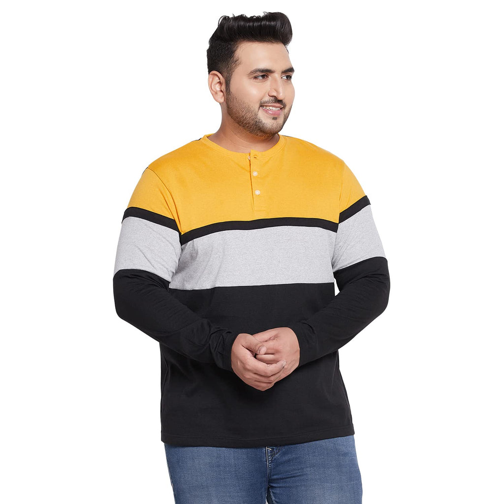 Bigbanana Plus Size MenS Regular Fit Henley Tshirt (Stirrup,Multi,4Xl)