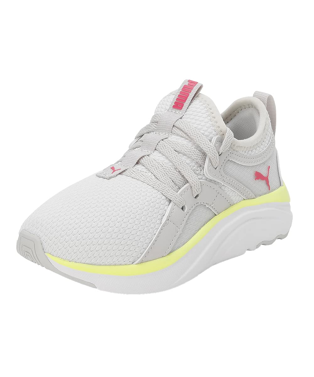Puma Girls Soft Sophia PreSchool Feather GrayGlowing PinkWhite Sneaker  10UK (19556613) 10