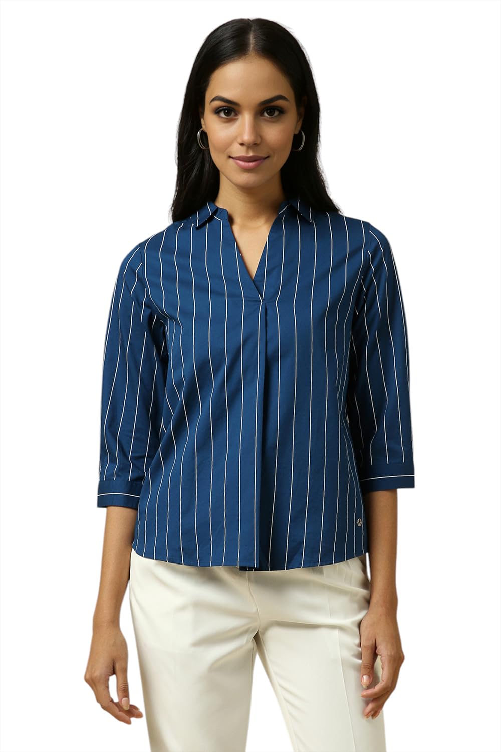 Allen Solly Women Regular Fit Striped Casual Cotton Button-Down Shirt