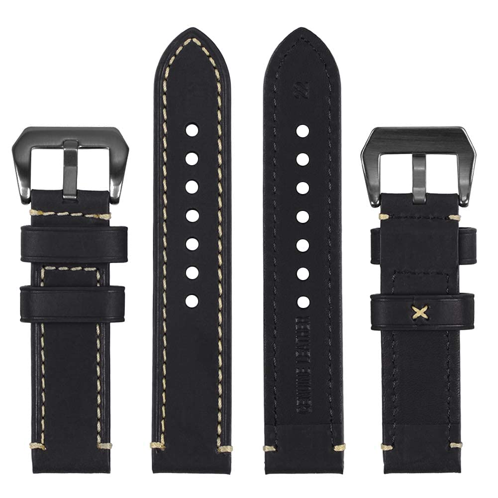 EACHE Leather Watch Bands for Men,Vintage Crazy Horse Leather & Vegetable Tanned Leather & Oil Waxed Thick Leather Watch Bands 2