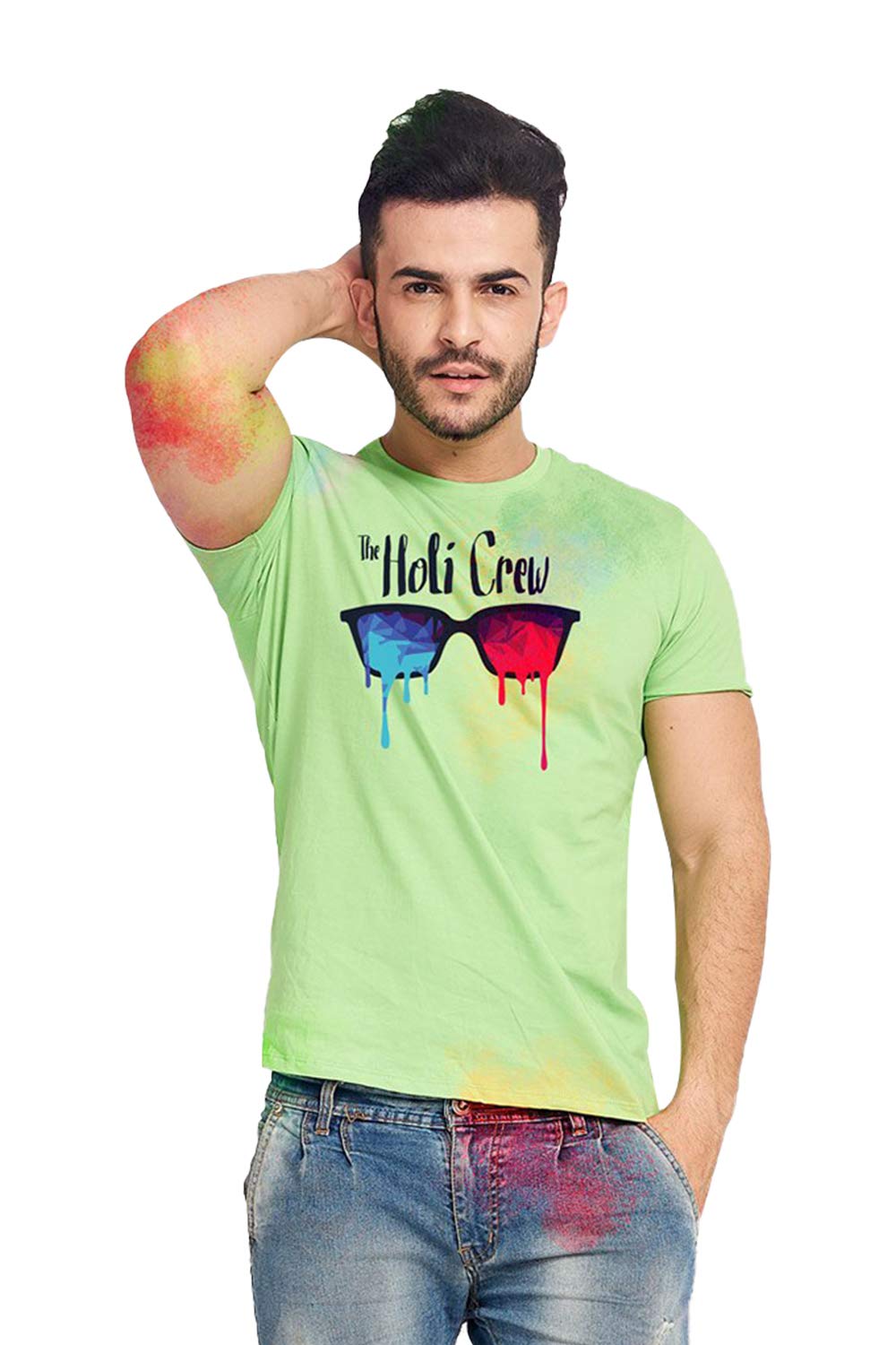 Bon Organik Couple Holi Crew T-Shirt (COUPLEHOLIBON1229_Mens XXL)
