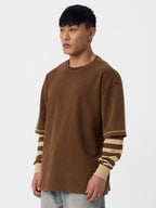 The Souled Store Doctor Sleeve T-Shirt: Mocha Men and Boys Round Neck Cotton Oversized Full Sleeve T-Shirts