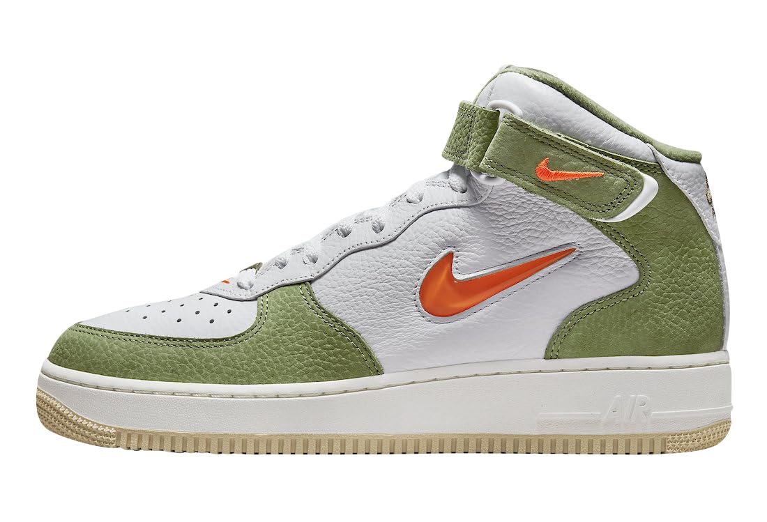 NIKE Men's Sneaker, White Oil Green Sail Total Ora, 12