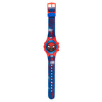 Marvel Spider-Man Kids Flashing Light-Up LCD Watch - Digital Time Display, Red & Blue Printed Plastic Strap, Interactive Button