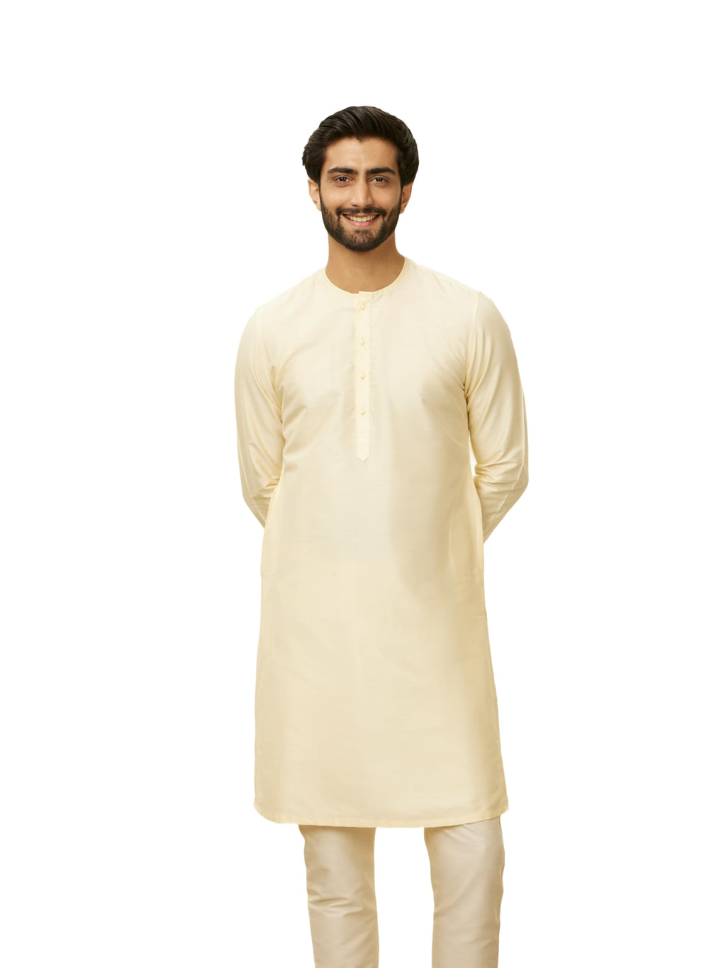 Manyavar Mens Cotton Kurta (MK50102-303-M_Cream_38)