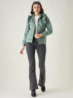 PIVL Women Solid Hooded Casual Jacket For Winter