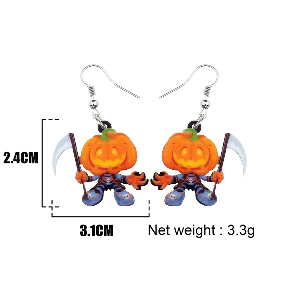 NEWEI Cute Acrylic Halloween Witch Pumpkin Earrings Big Long Dangle Drop For Women Festival Jewelry Gifts Charm