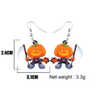 NEWEI Cute Acrylic Halloween Witch Pumpkin Earrings Big Long Dangle Drop For Women Festival Jewelry Gifts Charm