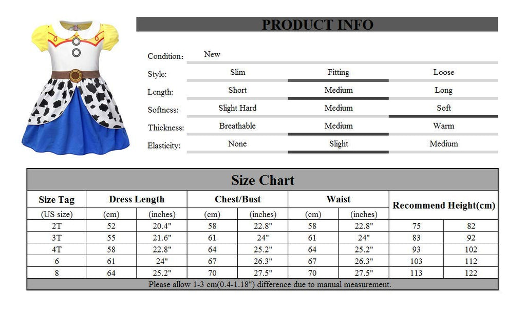 Jurebecia Jessie Costume for Girls Cowgirls Dress up Fancy Halloween Costumes Princess Theme Party Dresses Birthday Cosplay Role