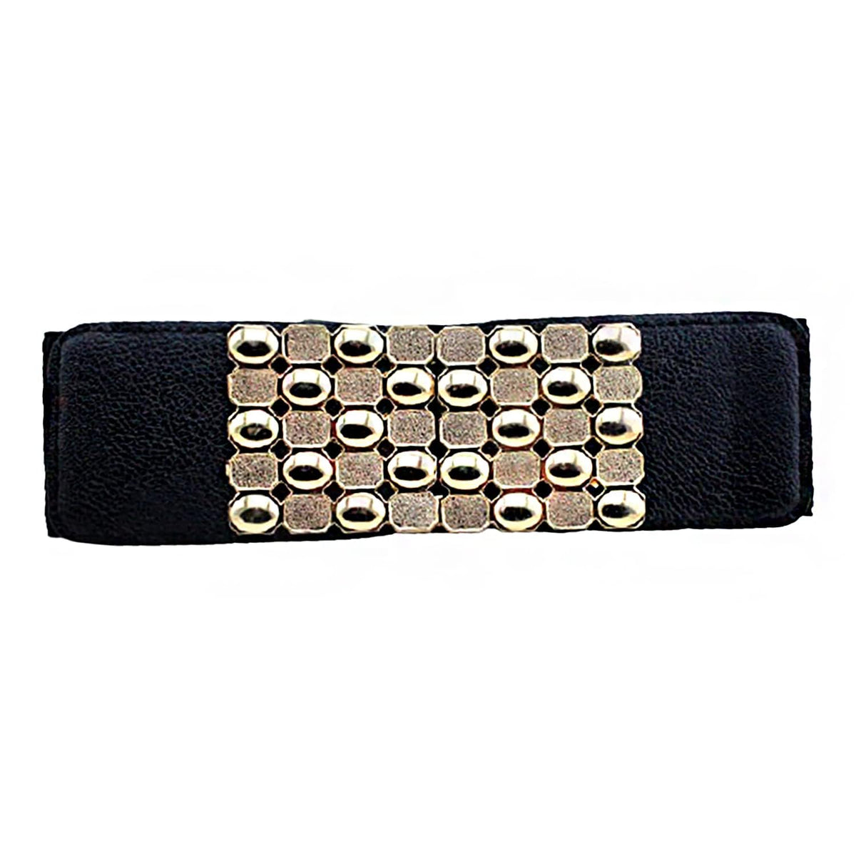 Syga Women Cinch Belt, Pu Leather Stretchy Waist Belt With Abstract Metal Buckle, Retro Style  Black 65 ltr