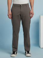 Dennis Lingo Men Solid Cotton Lycra Mid Rise Straight fit Chinos Aqua