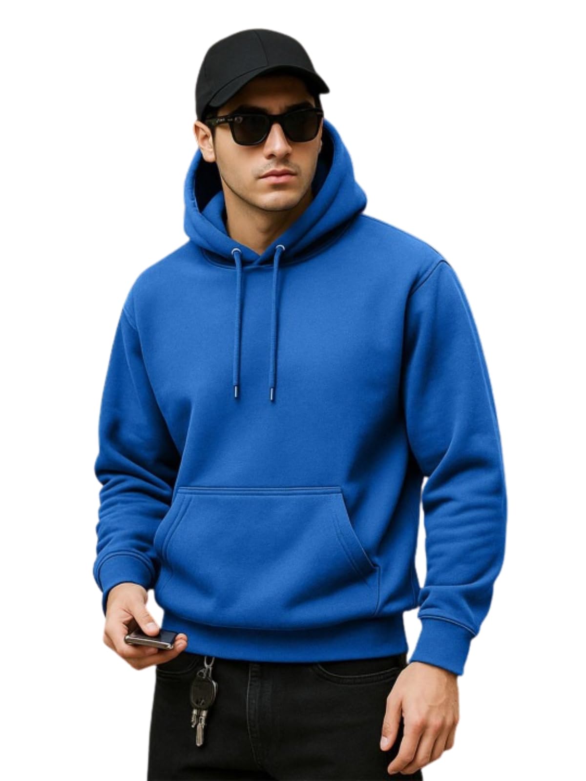 Veirdo Men's Cotton Poly Fleece Regular Fit Solid Hoodie
