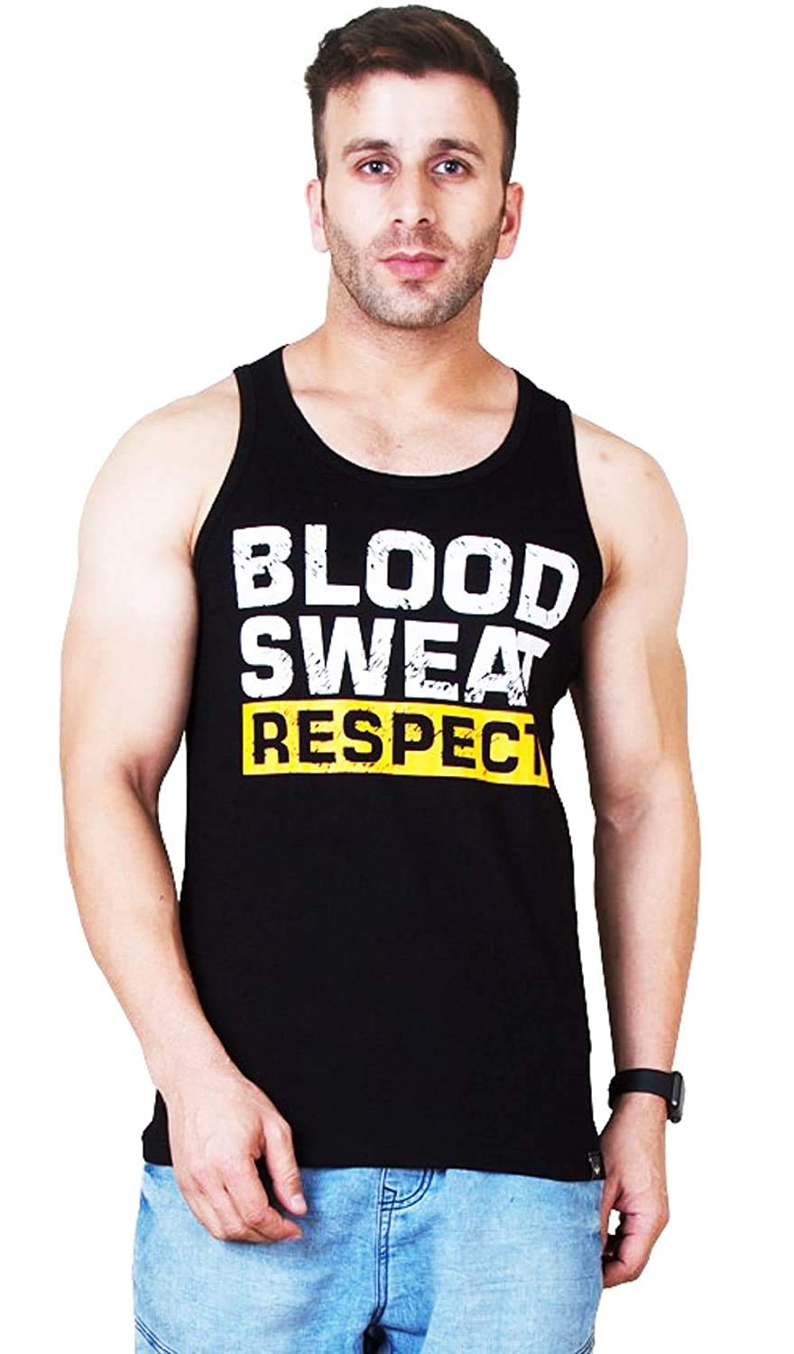 Veirdo Men's Cotton Regular Fit Sleeveless Scoop Neck Lion Printed Casual Vest