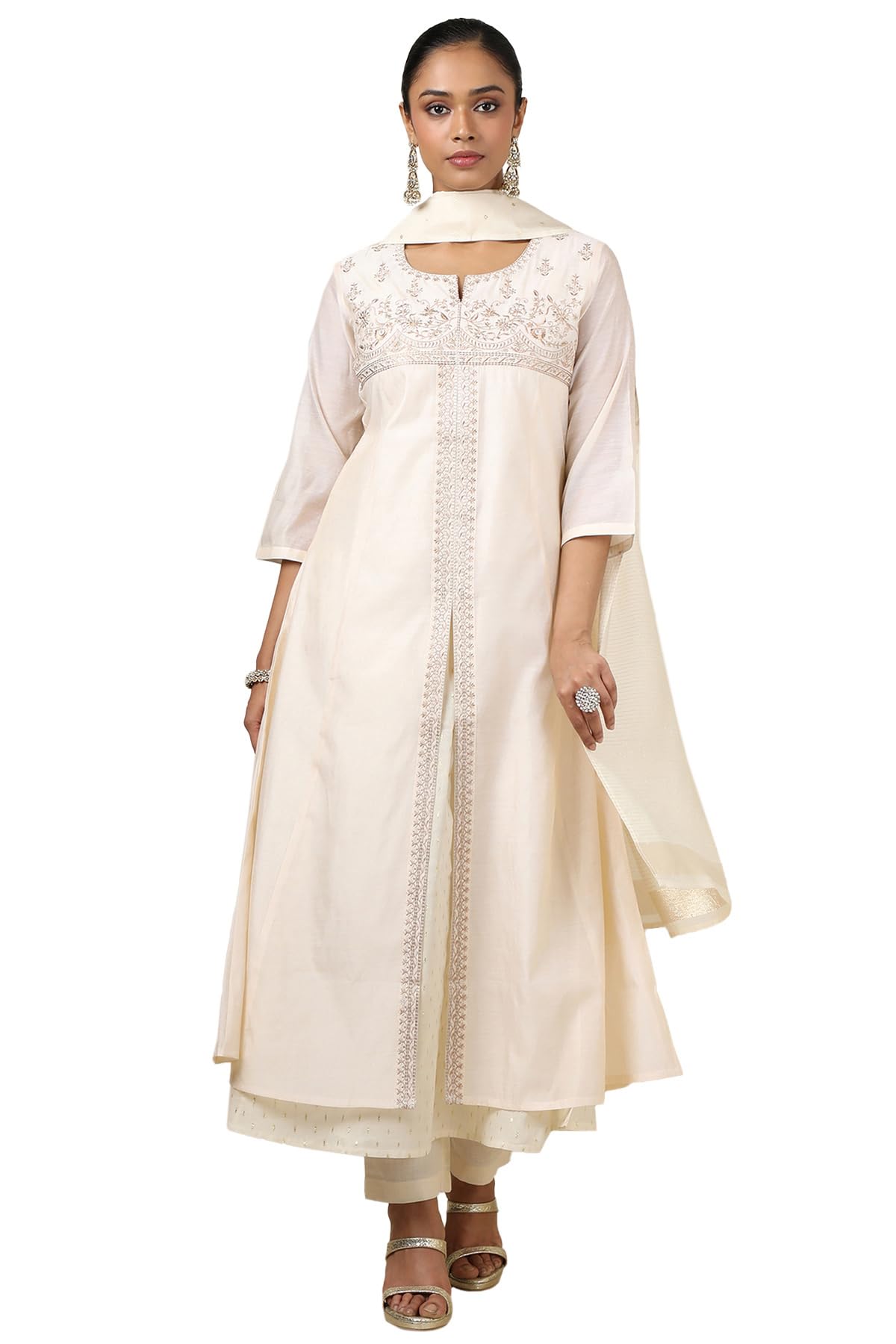 Soch Women Chanderi Floral Chudidar Set with Zari Woven