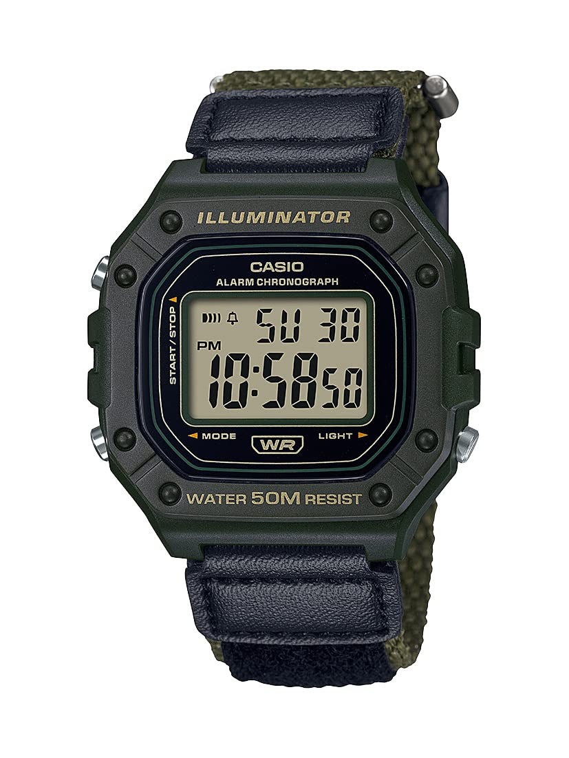 Casio Men's Quartz Sport Watch with Resin Strap, Green, 28 (Model: W-218HB-3AVCF),Black