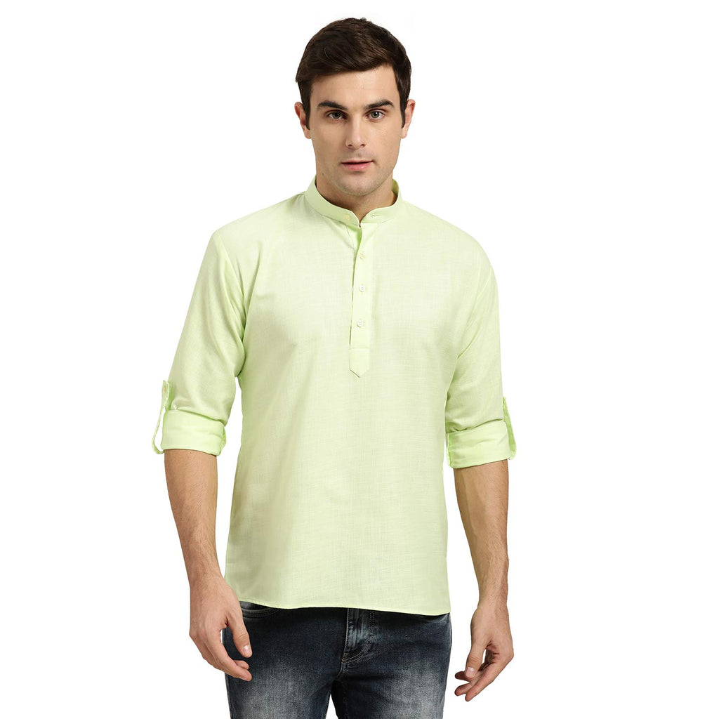Sojanya (Since 1958, MenS Cotton Green Short Kurta, Size: 44