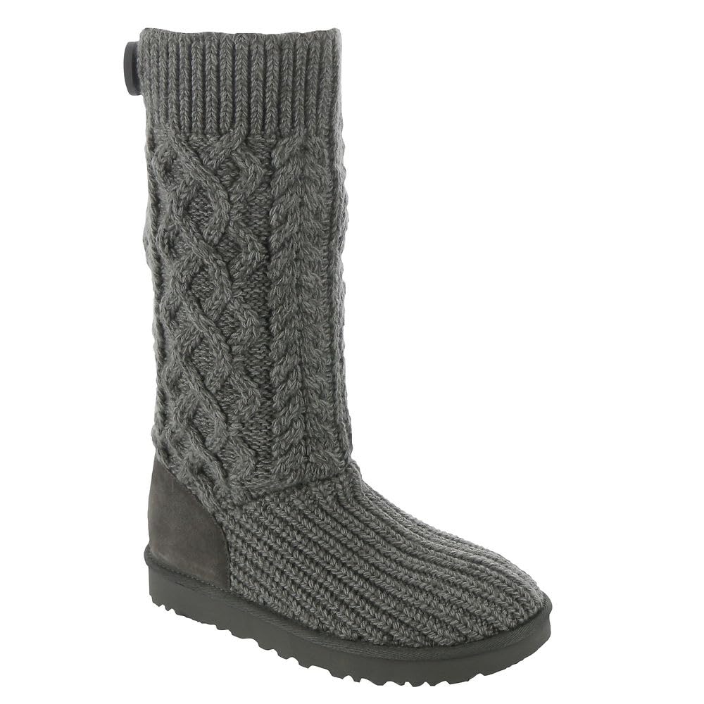 UGG Women's Classic Cardi Cabled Knit Boot, Grey, 8