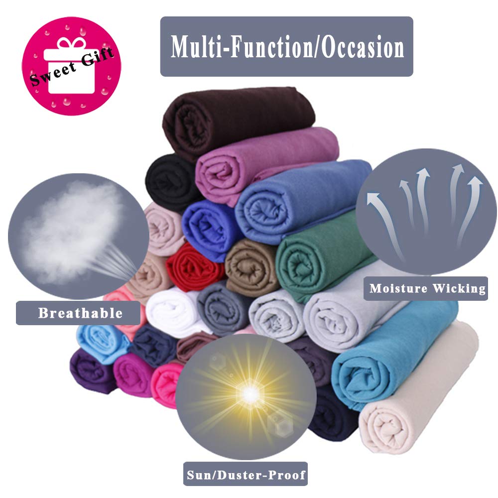 Harewom Head Scarf for Women Head Wrap Solid Long Lightweight Stretch Head Scarfs Headband for Winter Braid Wig Locs Deep Pink