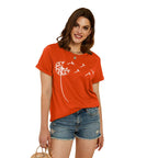Cicy Bell Women's Cute Dandelion T Shirts O Neck Graphic Tees Casual Short Sleeve Summer Tops (Red,X-L)