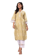 Varanga Women Paisley Printed Kurta With Lace Detailing And Flared Sleeves  A Stylish And Comfortable Outfit Green