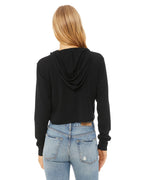 Ladies cropped Long Sleeve Hoodie T-Shirt - SOLID BLK TRBLND - S(D0102H7WET8)