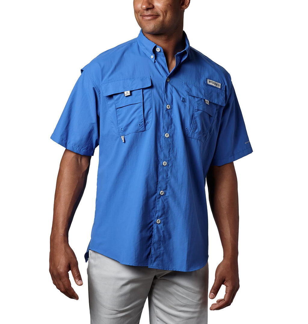 columbia Mens Bahama II UPF 30 Short Sleeve PFg Fishing Shirt, Vivid Blue, Medium