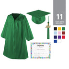 Class Act Graduation Shiny Kindergarten Preschool Graduation Cap and Gown with Matching Tassel and Diploma Certificate, Kelly Gr