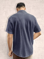 Tee Projekt Mens Popcorn Shirt Texture Pattern Mens Casual Shirt Half Sleeves Goa Beach Summer Shirt Grey