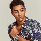 GUESS Men's 42mm Watch - Black Strap Gunmetal Dial Silver Tone Case