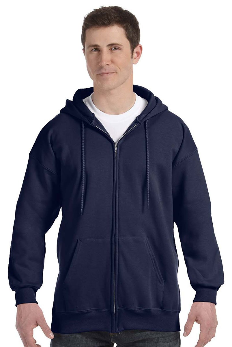 Hanes Mens Full Zip Ultimate Heavyweight Hoodie, Navy, Small