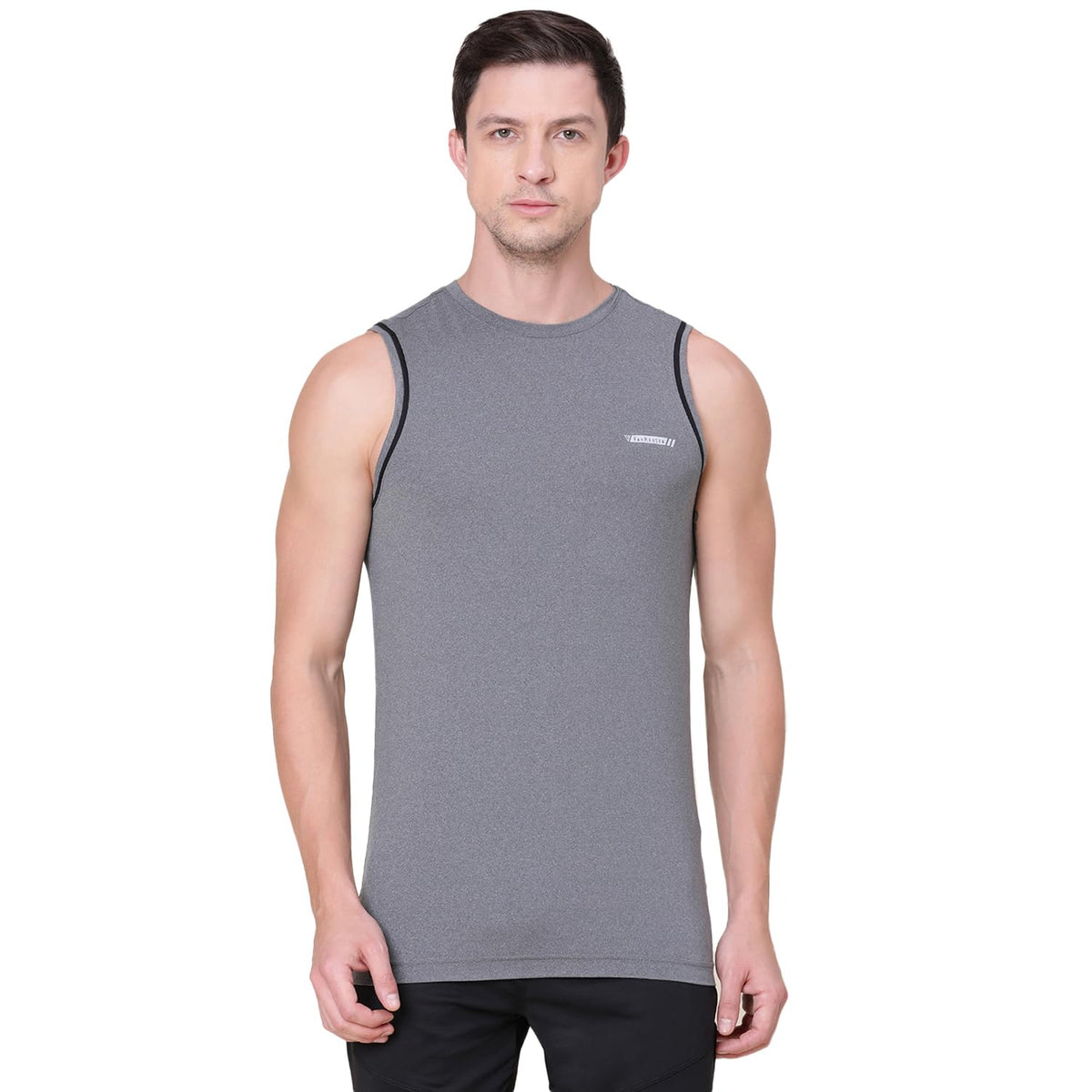 Van Heusen Athleisure MenS Quick Dry Gym Vest (61081_Grey_2Xl) 2