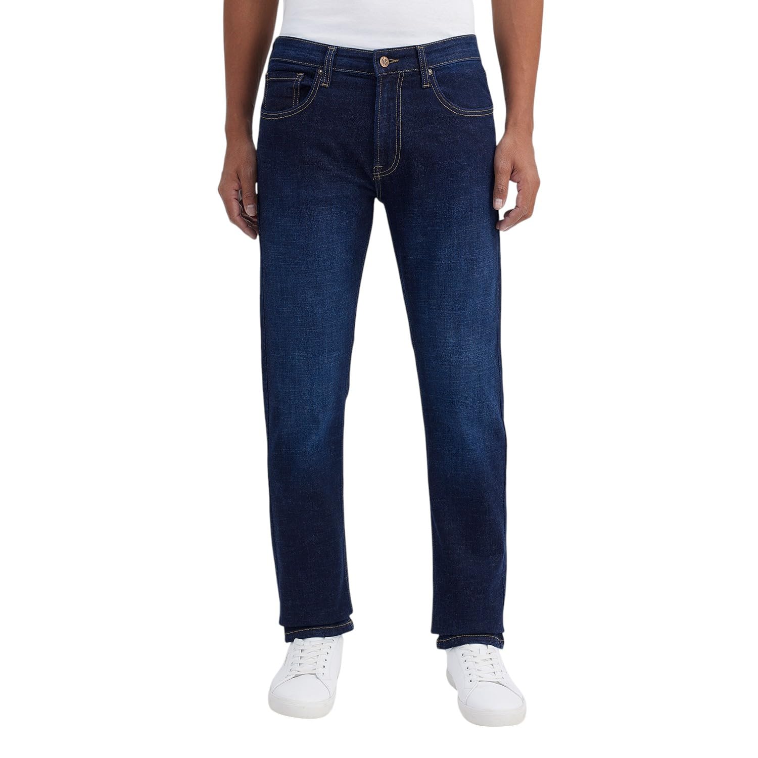 Men Blue Straight Fit Stretch Jeans