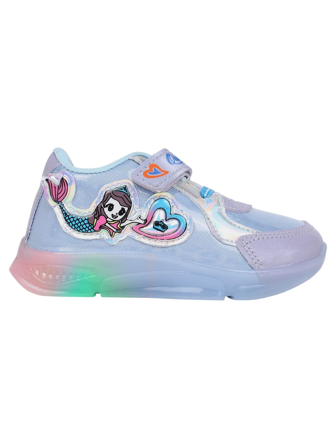 CUHO TRENDS Kids LightUp Sneakers for Girls | Mermaid Design | Soft Sole Casual Shoes (Light Blue) 8
