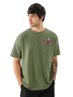 The Souled Store Ted The Stoner: All Fine Men and Boys Short Sleeves Round Neck Green Graphic Printed Cotton Oversized T-Shirts